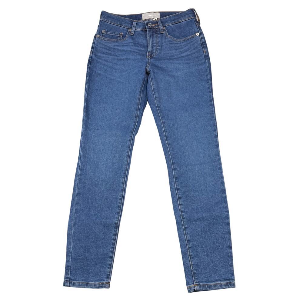 NWT EVERLANE The Authentic Stretch Mid-Rise Skinny In Dark Blue Size 25 Ankle - Picture 2 of 7